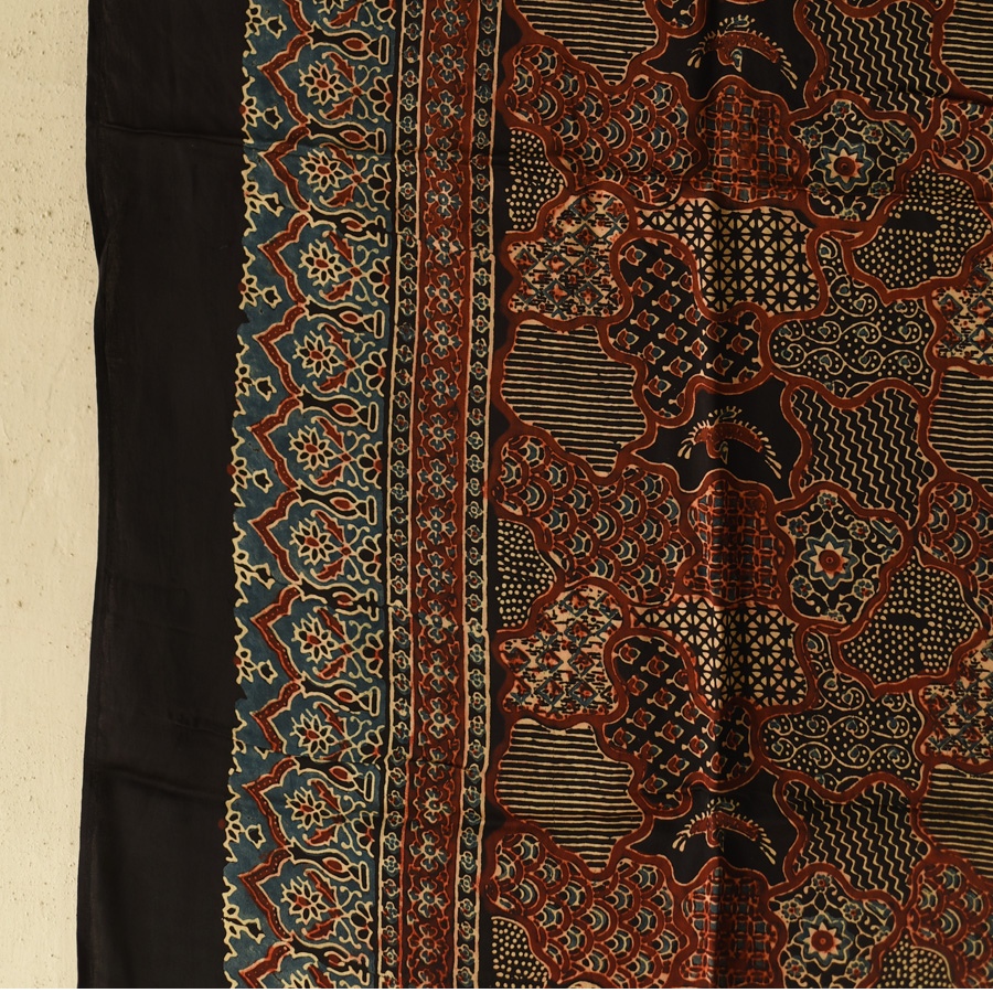 shop Ajrakh Hand Block Printed - Square Modal Silk Scarf