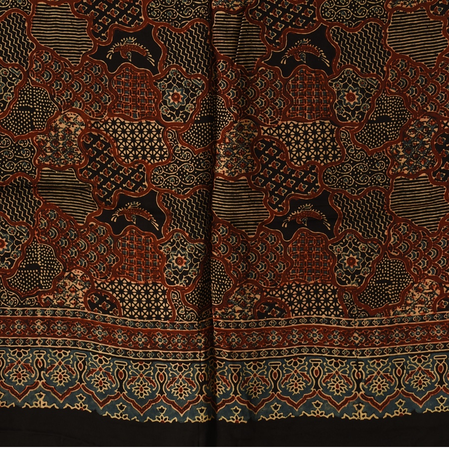 shop Ajrakh Hand Block Printed - Square Modal Silk Scarf