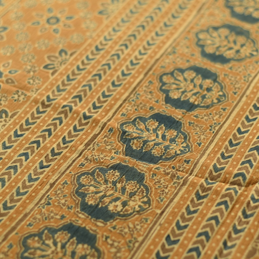 Online Ajrakh Mul Soft Cotton Saree - Tree Motif