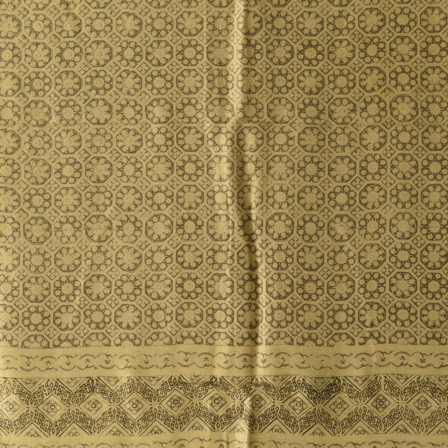 buy Ajrakh Mulberry Silk Dupatta - Natural dyed - Beige 
