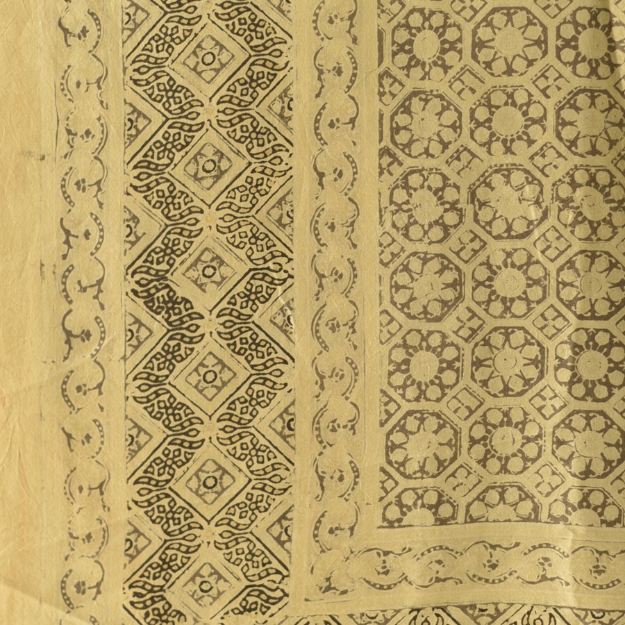 buy Ajrakh Mulberry Silk Dupatta - Natural dyed - Beige 