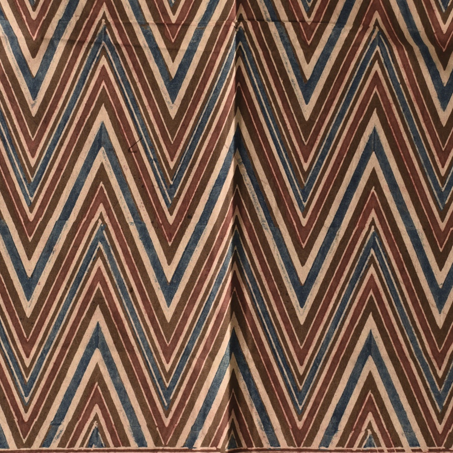 shop Hand Block Printed - Ajrakh Cotton - Brown Zik Zak Scarf