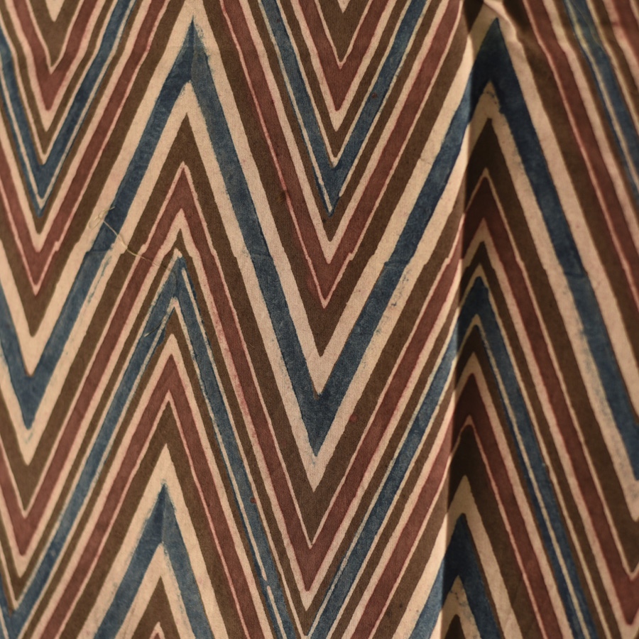 shop Hand Block Printed - Ajrakh Cotton - Brown Zik Zak Scarf