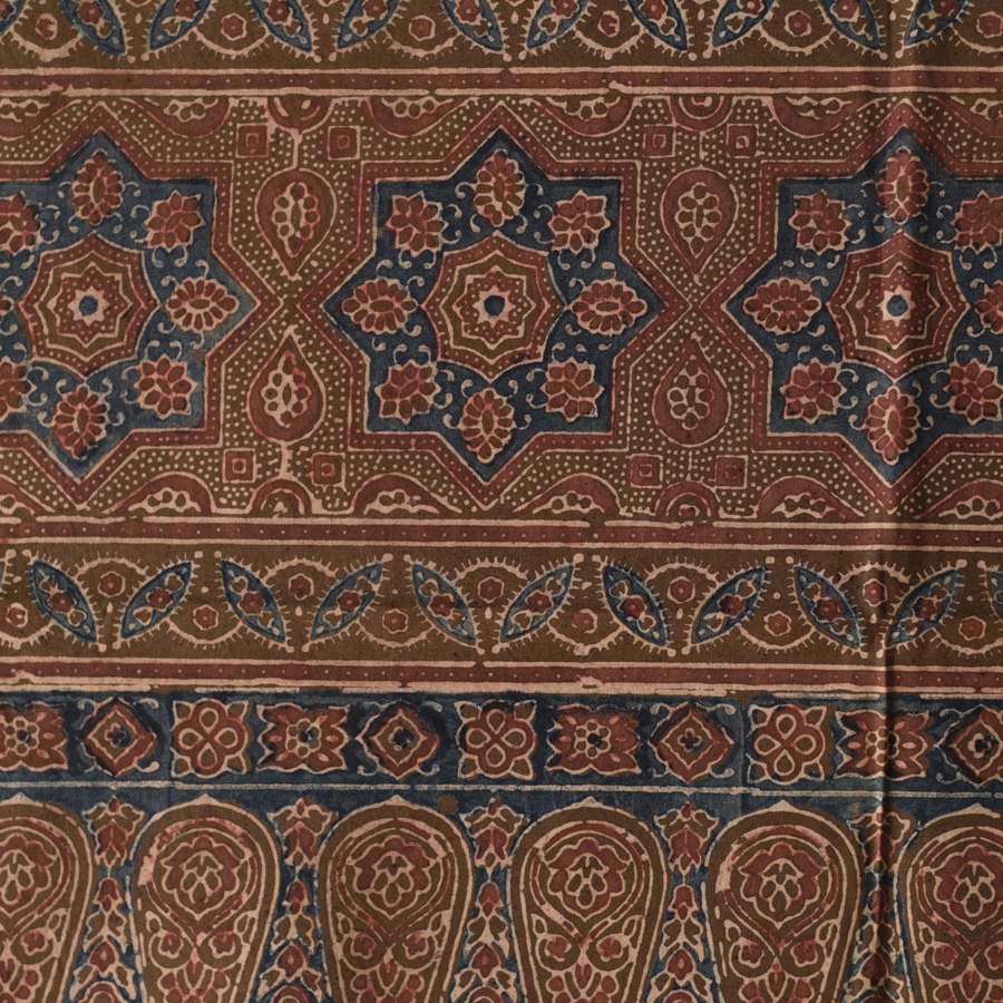 shop Hand Block Printed - Ajrakh Cotton Stole
