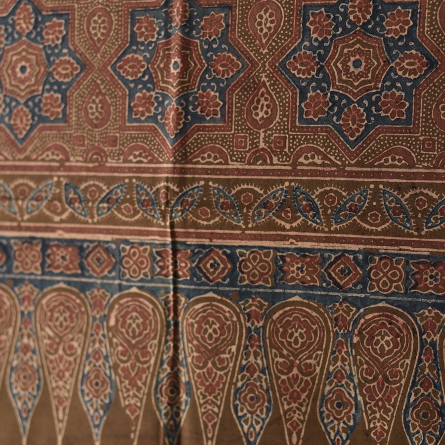 shop Hand Block Printed - Ajrakh Cotton Stole