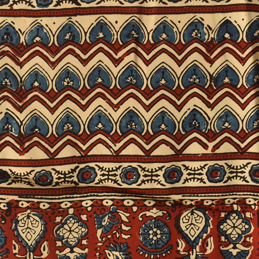 Shop Natural Dyed Ajrakh Prints - Modal Silk Stole ~ Red