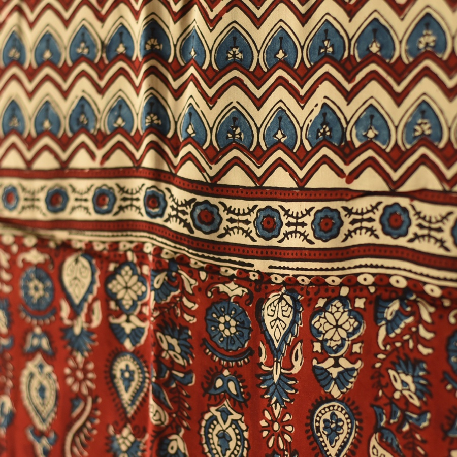 Shop Natural Dyed Ajrakh Prints - Modal Silk Stole ~ Red