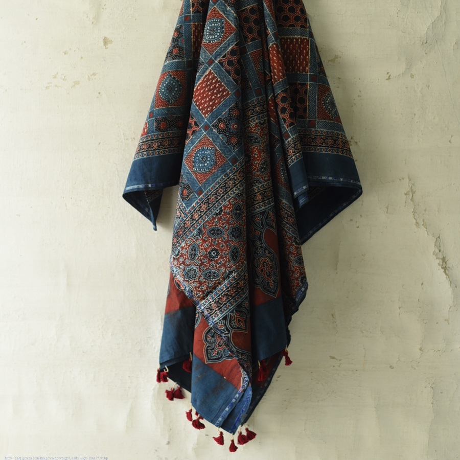 shop Ajrakh Block Printed Pure Cotton Dupatta 08