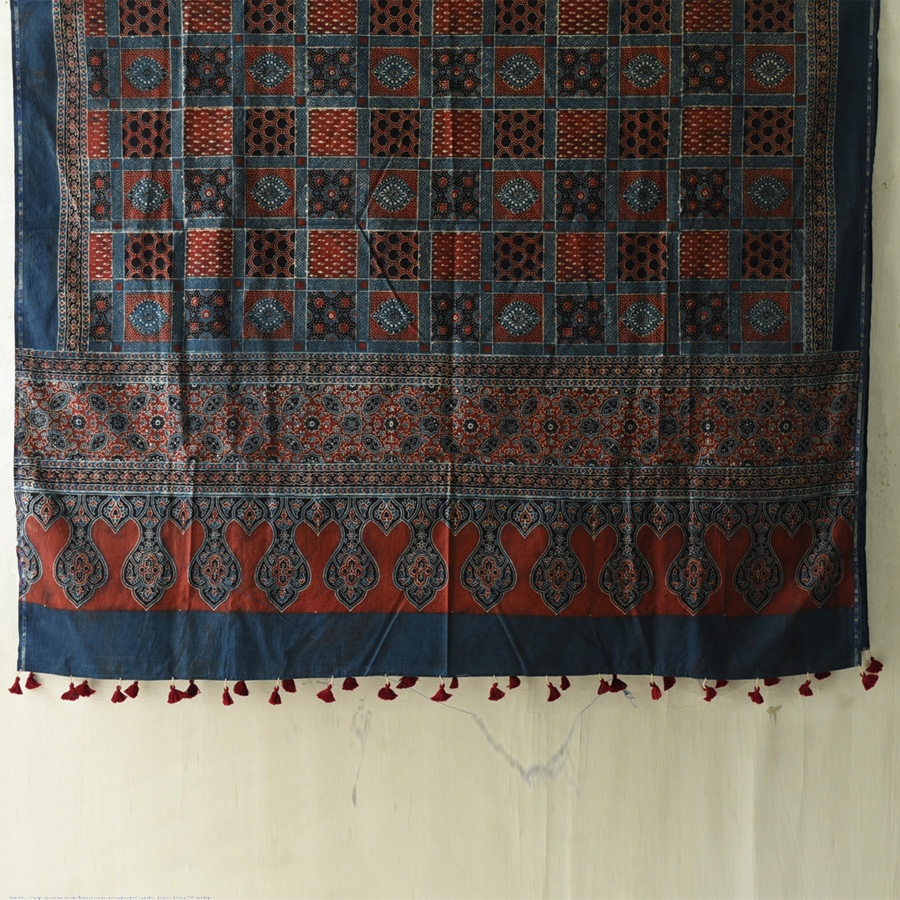shop Ajrakh Block Printed Pure Cotton Dupatta 08