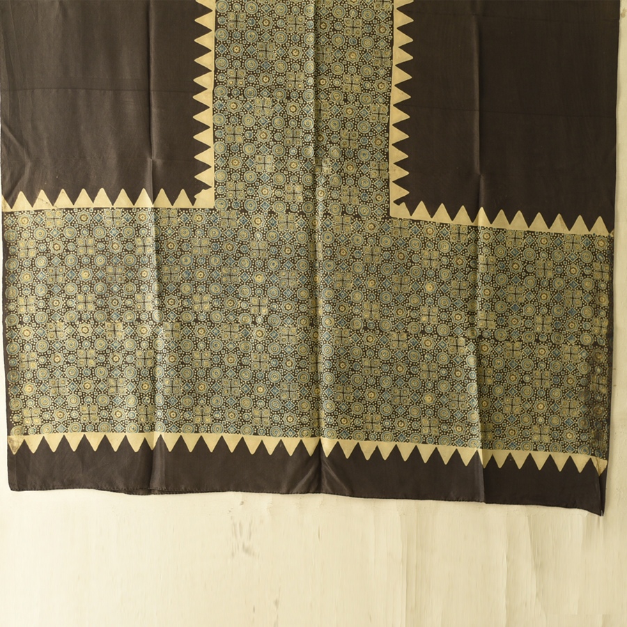 buy Ajrakh Mulberry Silk Dupatta - Natural dyed - G