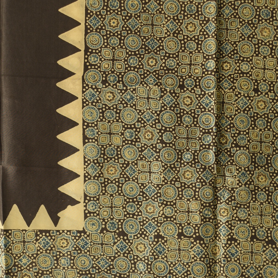 buy Ajrakh Mulberry Silk Dupatta - Natural dyed - G