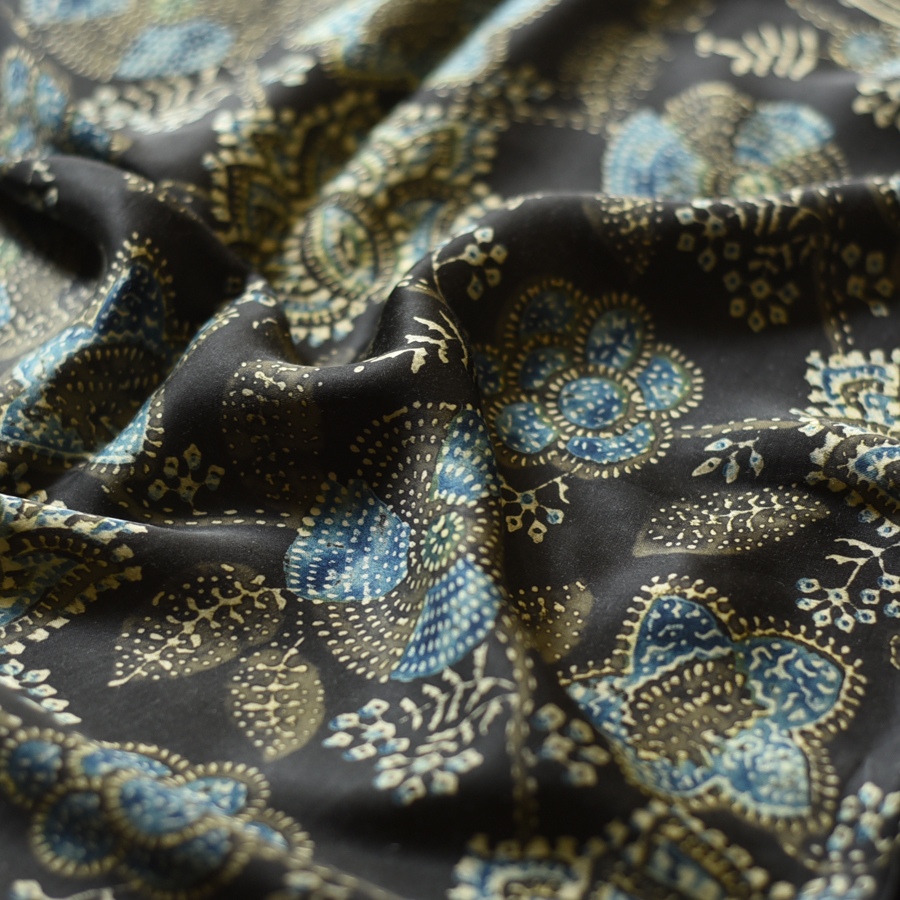 Shop Natural Dyed Ajrakh Block Printed Modal Silk Stole