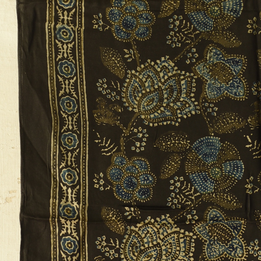 Shop Natural Dyed Ajrakh Block Printed Modal Silk Stole