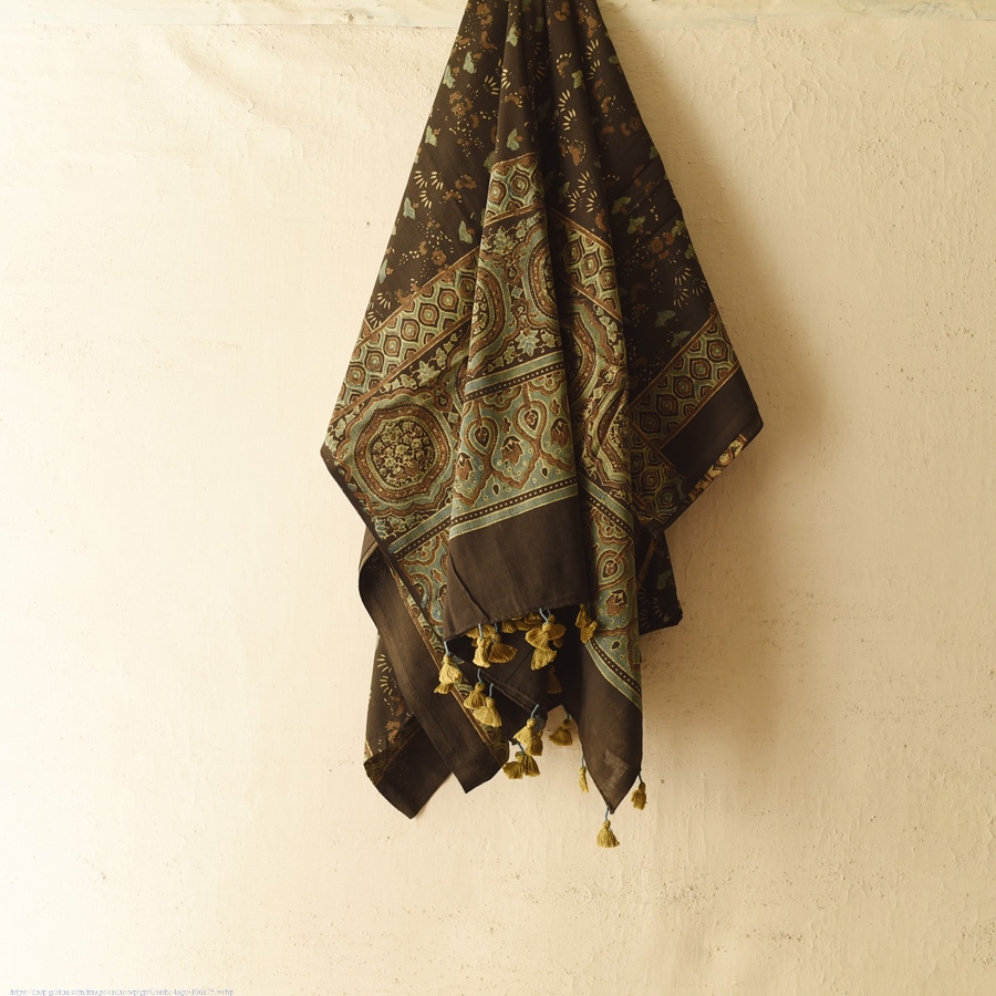shop Ajrakh Block Printed Pure Cotton Dupatta 27