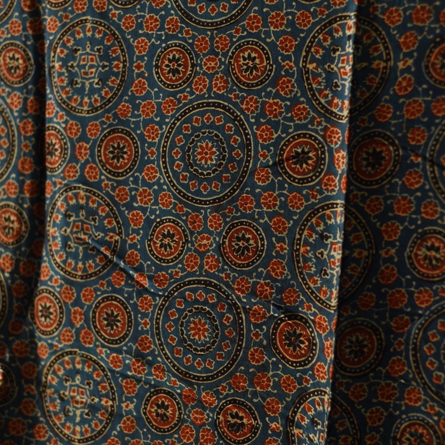 shop Ajrakh Block Printed - Square Modal Silk Black Scarf