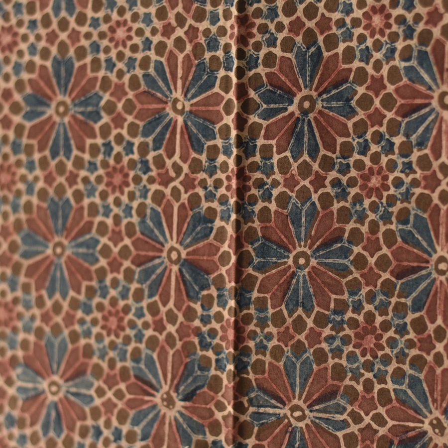 shop Square Ajrakh Block Printed Cotton Brown Scarf