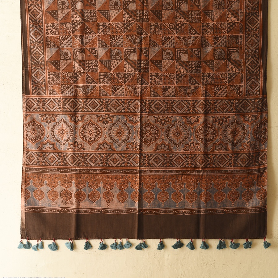 shop Ajrakh Block Printed Pure Cotton Dupatta 36