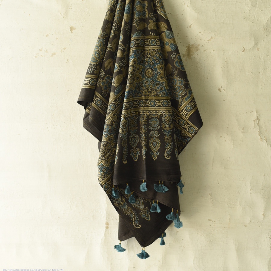 shop Ajrakh Block Printed Pure Cotton Dupatta 10