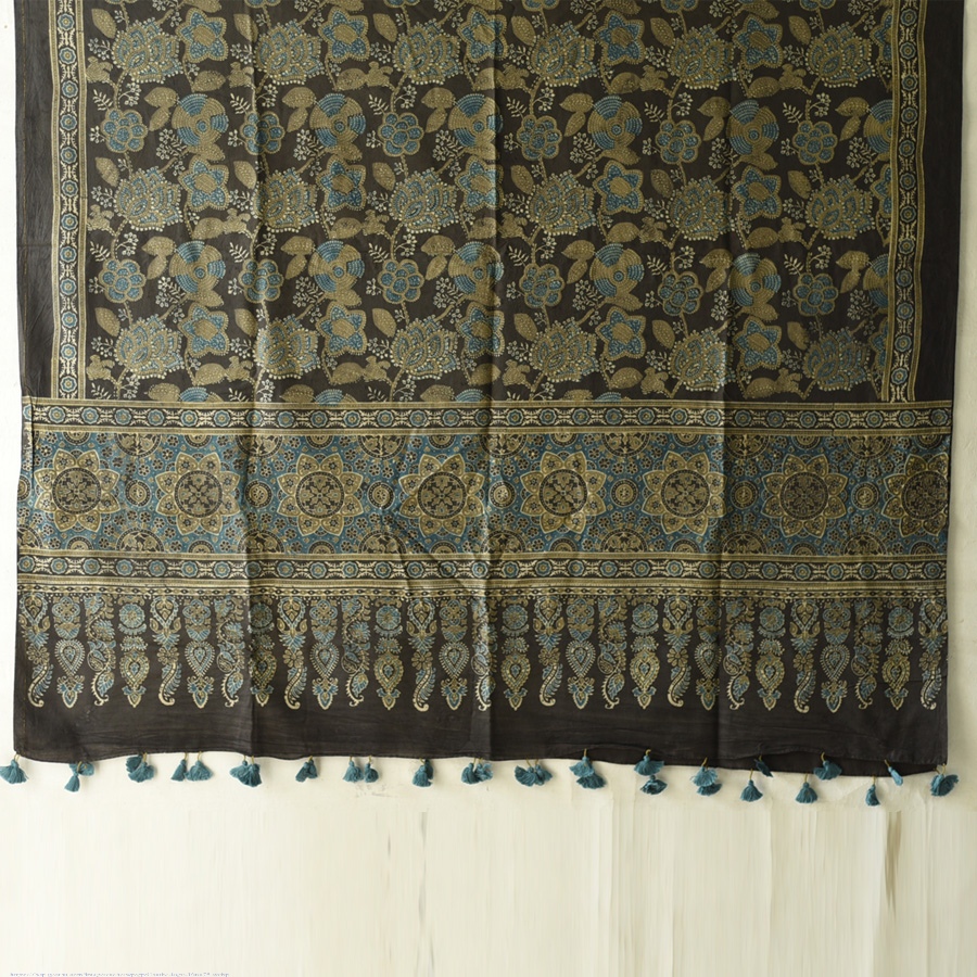 shop Ajrakh Block Printed Pure Cotton Dupatta 10