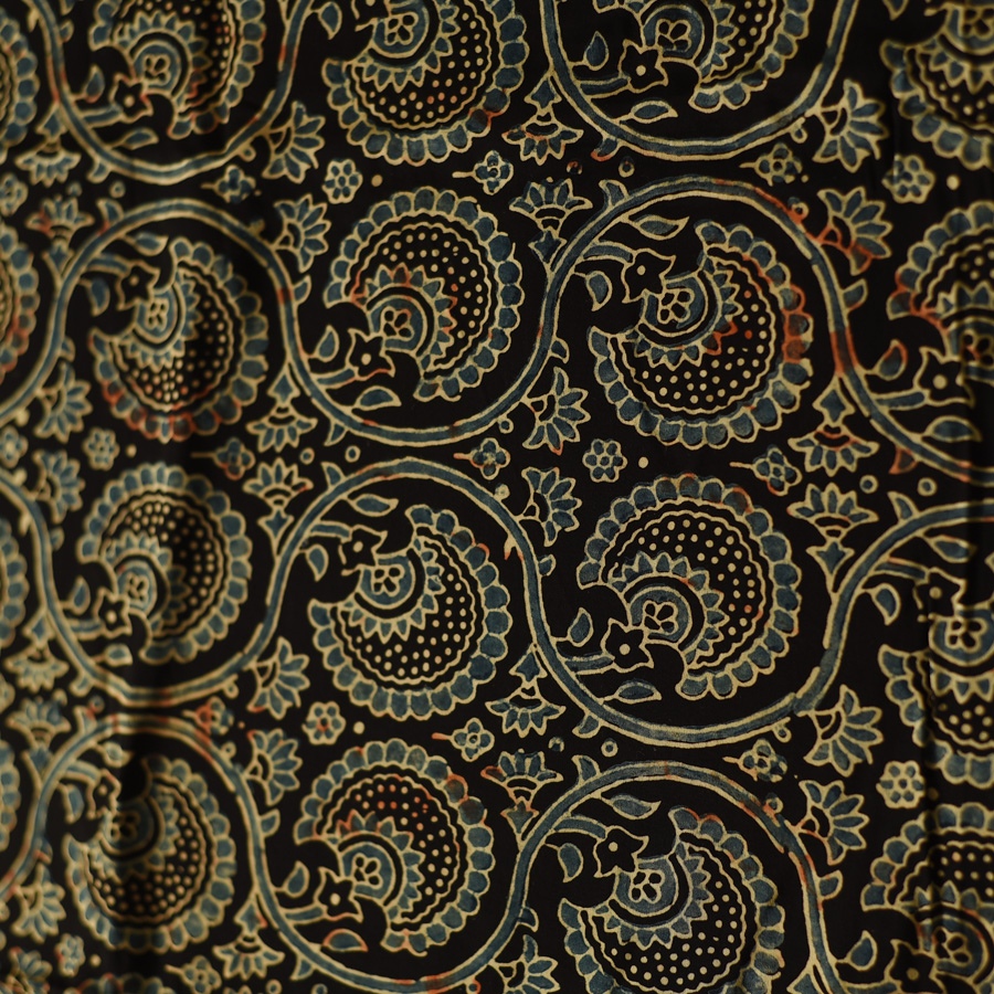 shop Ajrakh Black Square Modal Silk Scarf