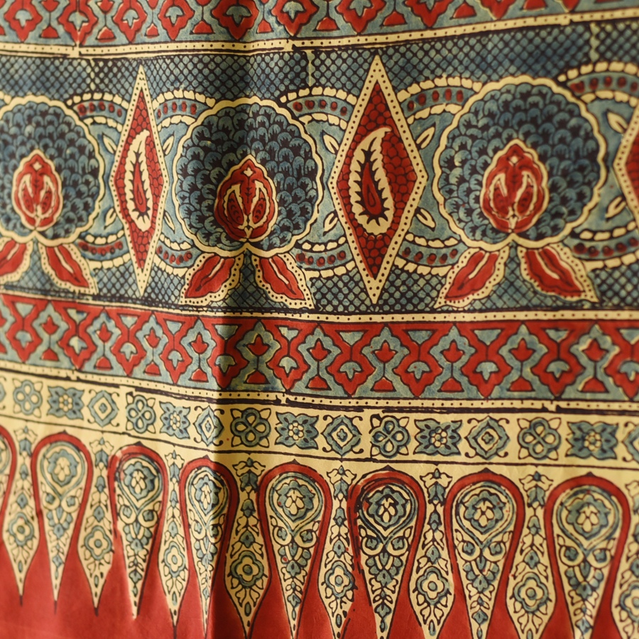buy Ajrakh Mulberry Silk red Dupatta - A