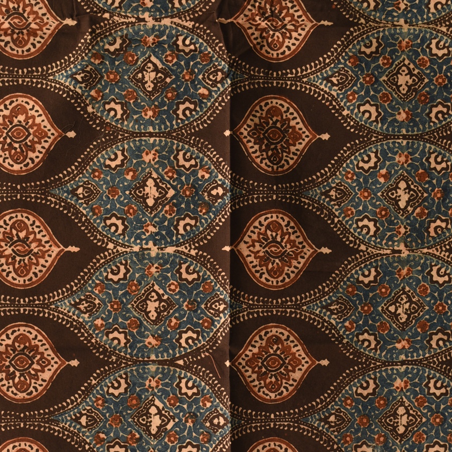 shop Hand Block Printed - Square Ajrakh Cotton Brown Scarf