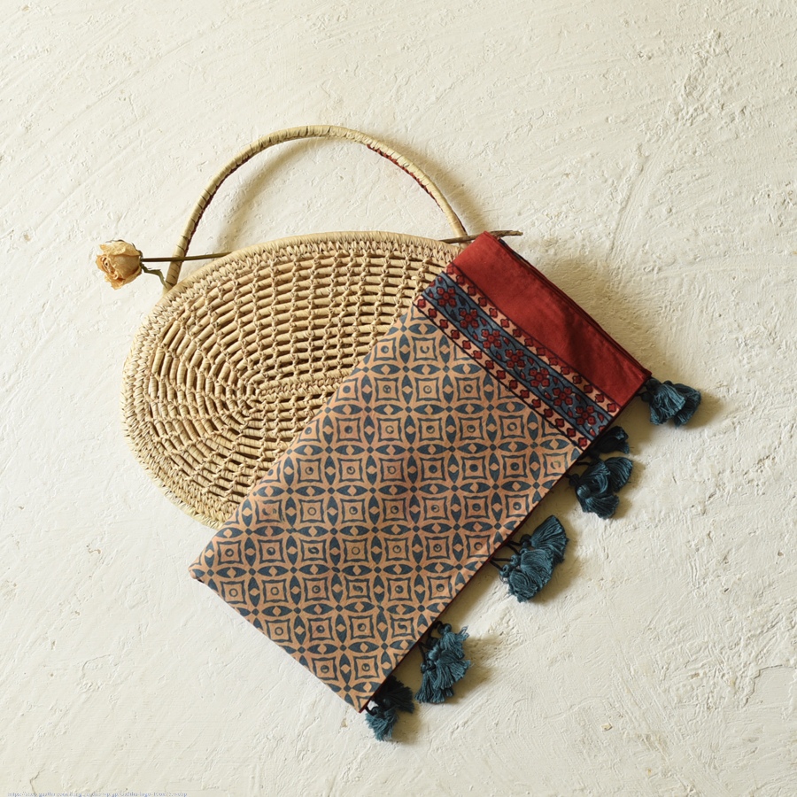 shop Ajrakh Hand Block Printed Cotton Stole