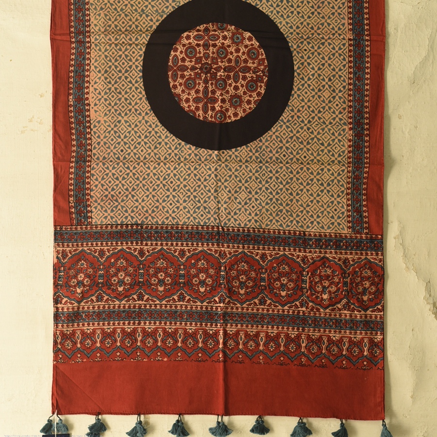 shop Ajrakh Hand Block Printed Cotton Stole
