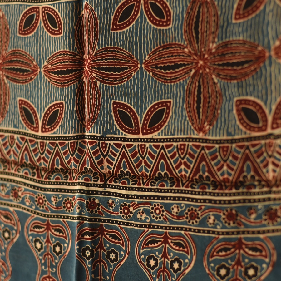 Shop Ajrakh Modal Silk Stole With Natural Dyed - Red & Blue