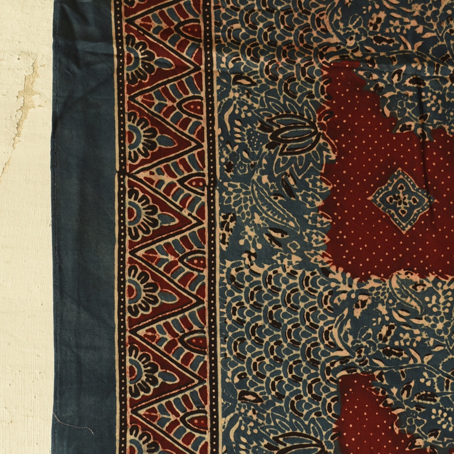 Shop Ajrakh Modal Silk Stole With Natural Dyed - Red & Blue