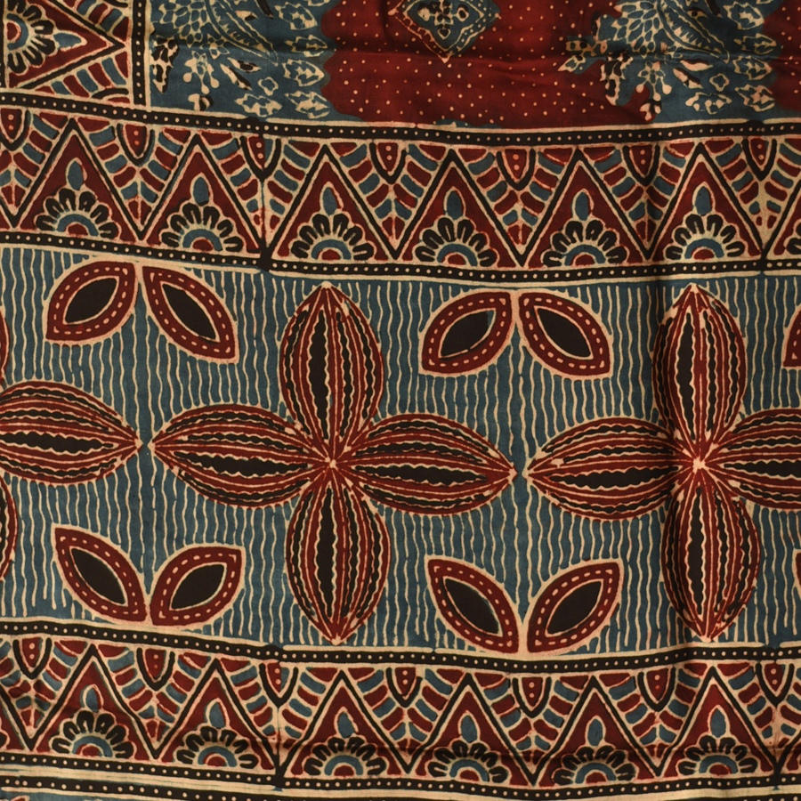 Shop Ajrakh Modal Silk Stole With Natural Dyed - Red & Blue