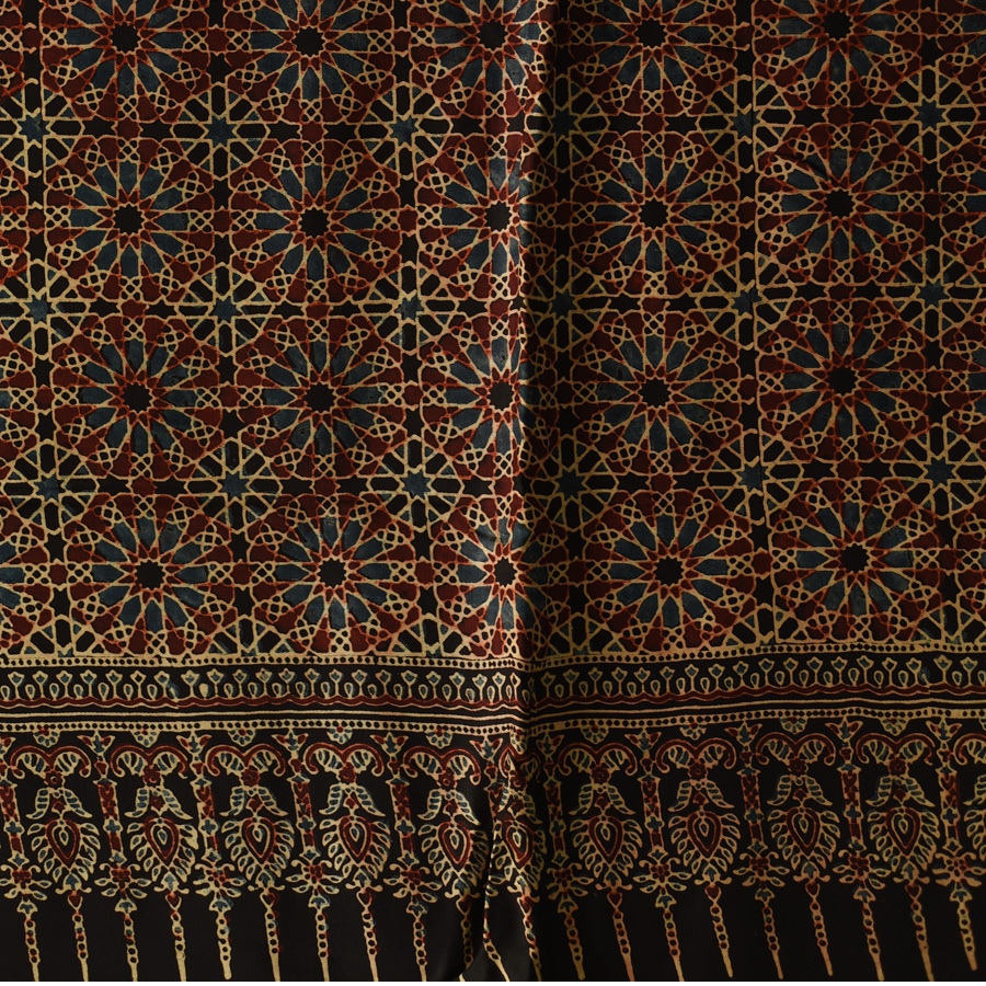 shop Square Modal Silk Scarf  ~ Ajrakh Printed