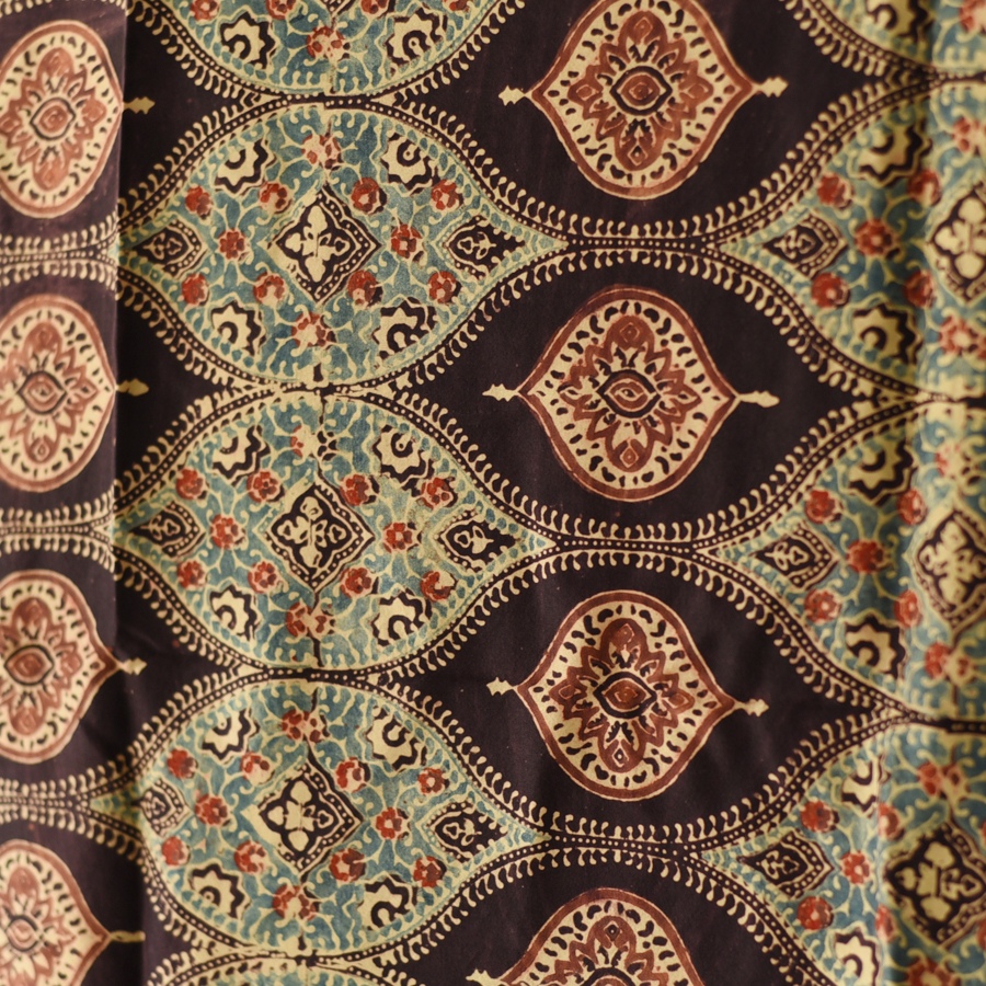 buy Ajrakh Mulberry Silk Dupatta -Natural dyed