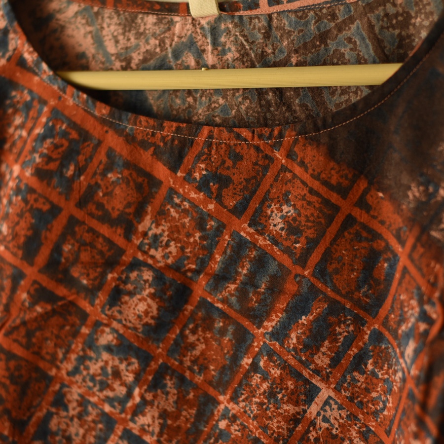 shop Ajrakh Cotton Top - Dark Brown