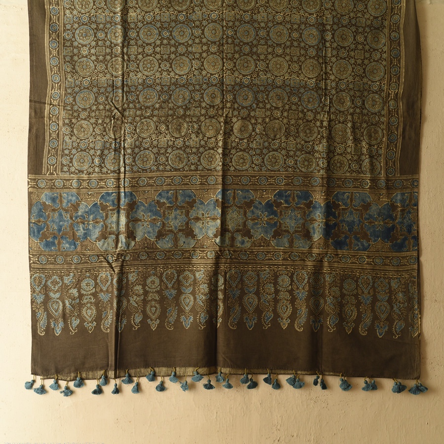 shop Ajrakh Block Printed Pure Cotton Dupatta 55