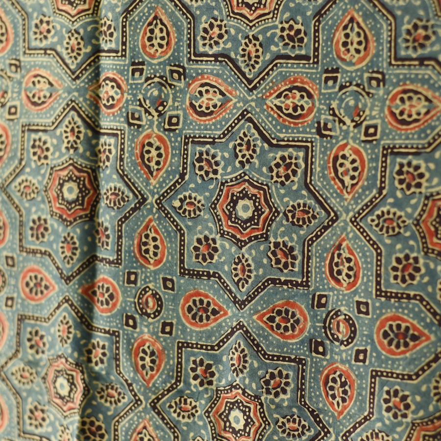 buy Ajrakh Mulberry Silk Dupatta - o
