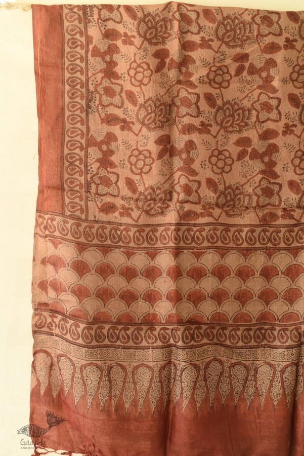 Ajrakh Tussar Silk Dupatta