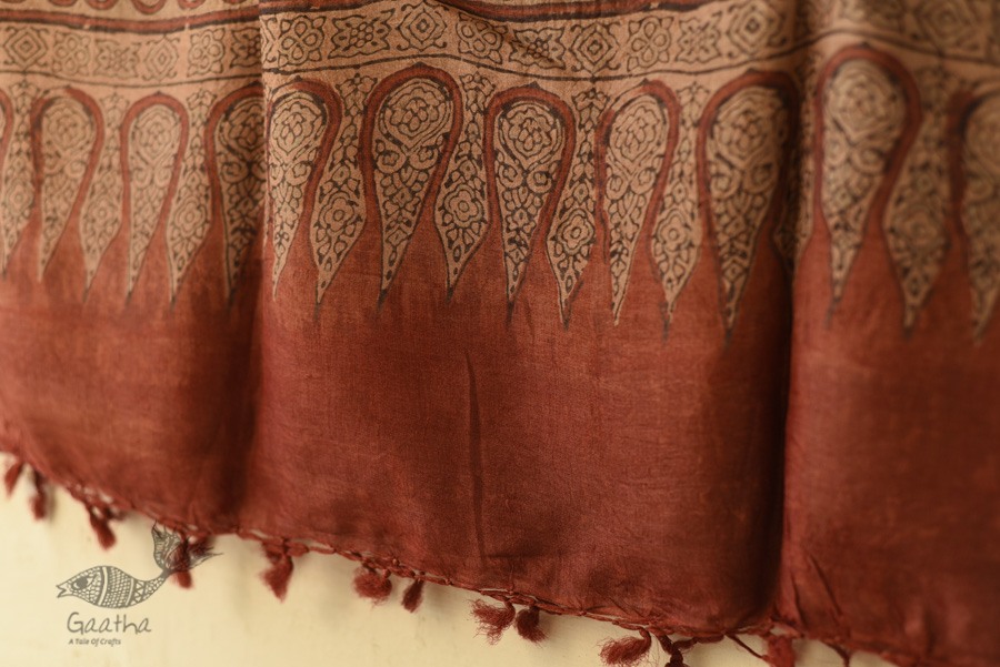 Ajrakh Tussar Silk Dupatta