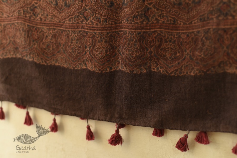 shop Ajrakh Block Print ~ Natural Color Woolen Stole