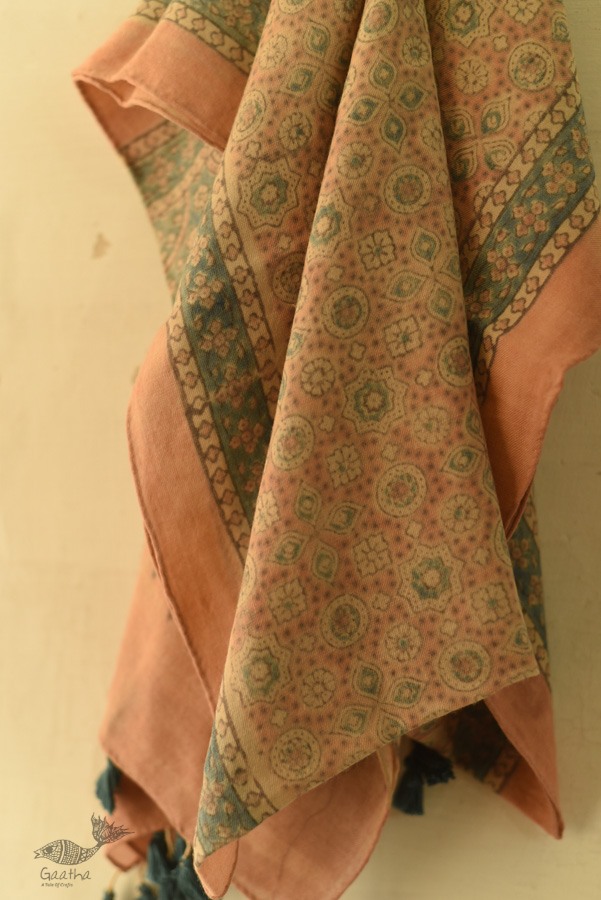 shop Ajrakh Block Print ~ Natural Color Woolen Stole