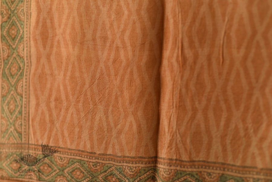 shop Natural Dyed - Ajrakh Tussar Silk Stole