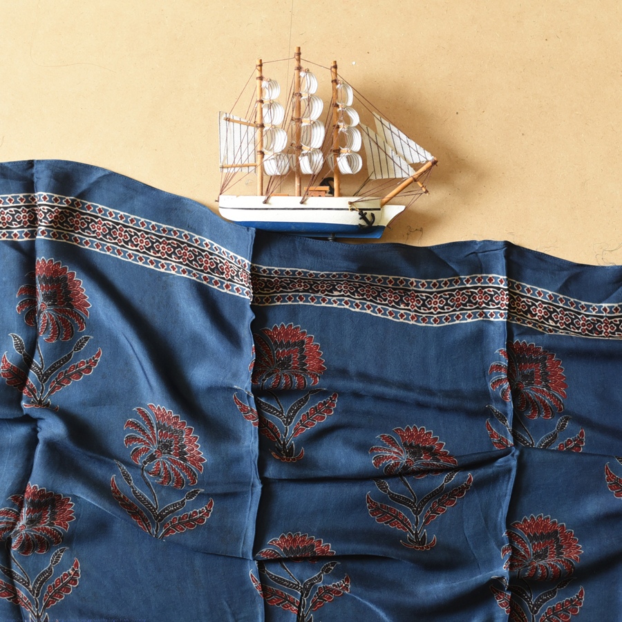 Shop Ajrakh Modal Silk Stole With Natural Dyed