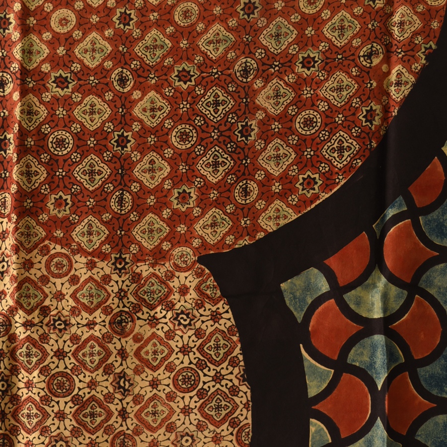 buy Ajrakh Mulberry Silk Dupatta - A