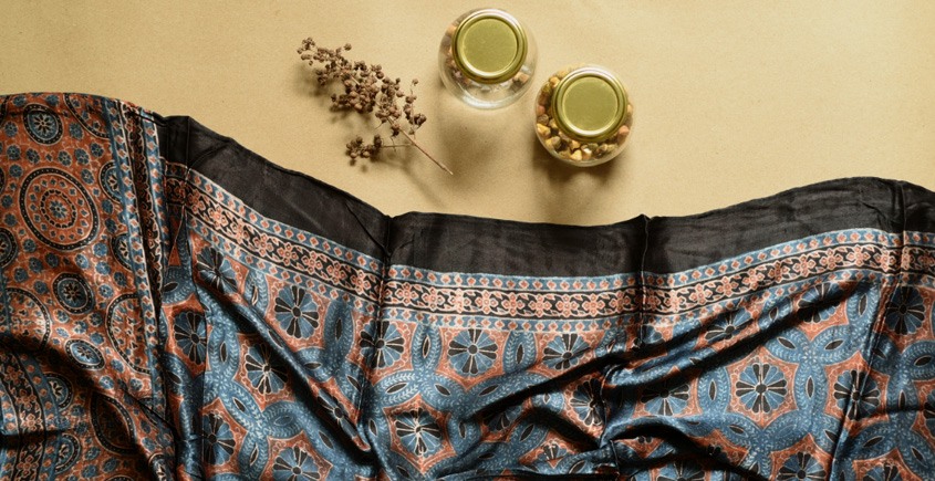 shop ajrakh block printed - Mashru stole