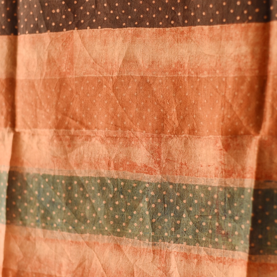 buy Ajrakh Mulberry Silk Dupatta - Natural dyed - Brown Stripes