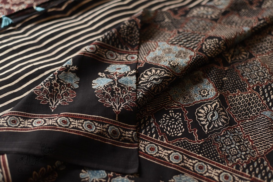 shop Ajrakh Block Printed - Mul Soft Cotton Saree