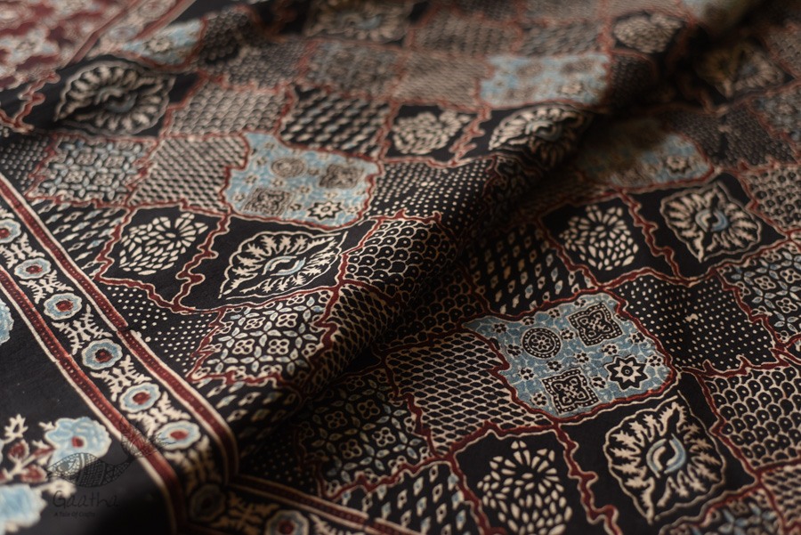 shop Ajrakh Block Printed - Mul Soft Cotton Saree