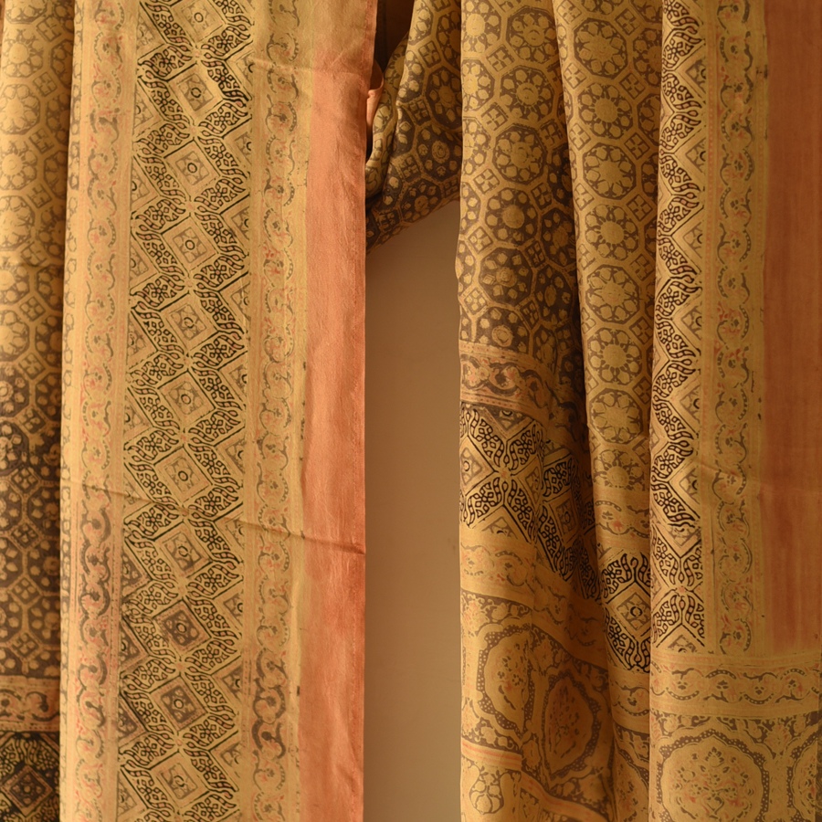 buy Ajrakh Mulberry Silk Dupatta - A