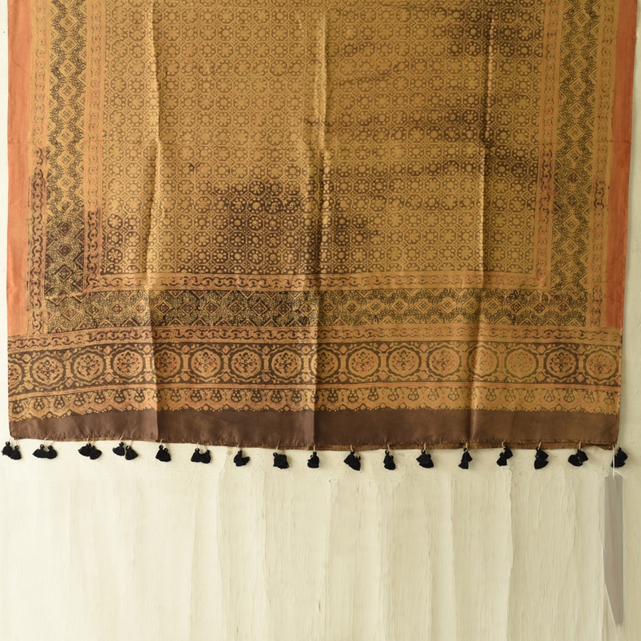buy Ajrakh Mulberry Silk Dupatta - A