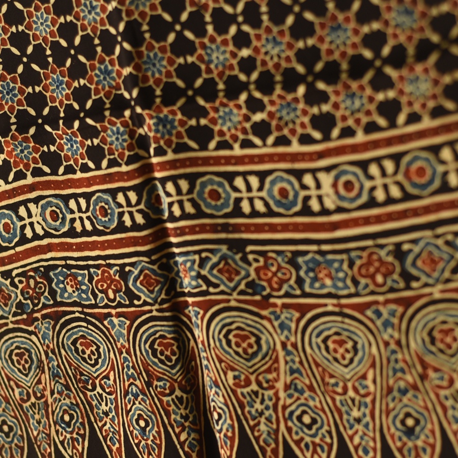 Shop Ajrakh Printed Modal Silk Stole With Natural Dyed